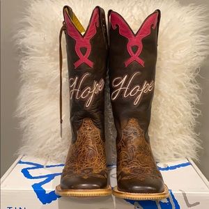 Tin Haul Hope boot.. breast cancer awareness